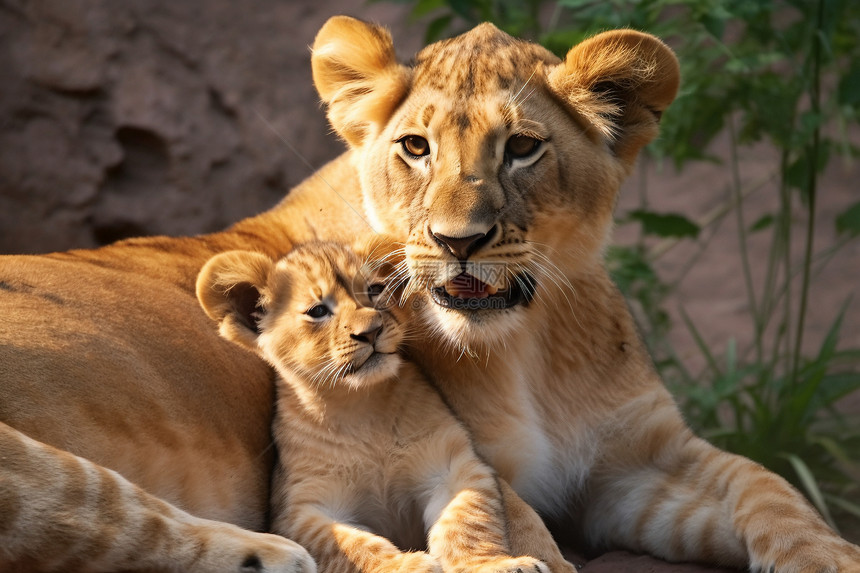 狮子和幼崽动物图片