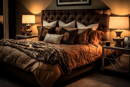 床上摆放枕头的舒适卧室图片