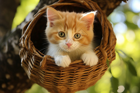 篮子里的动物小猫图片