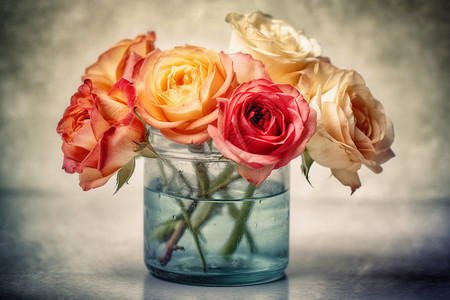 花瓶中美丽的玫瑰图片