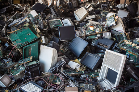 数码回收工业废料堆的电器背景