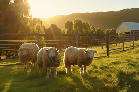 阳光下草原上的羊群图片