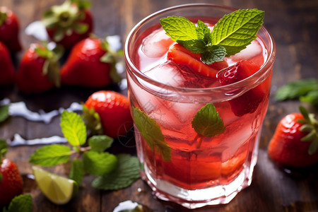 美味的草莓饮料图片