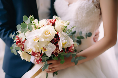 新娘新郎婚礼花束背景图片