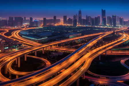 繁华城市高架夜景图片