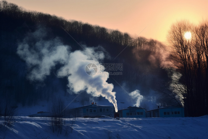 冬季乡村户外烟雾图片