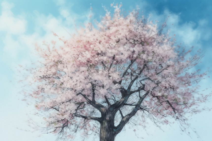 粉色的樱花树图片
