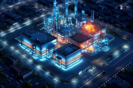 机械设施一个大型工厂综合体的空中鸟瞰图设计图片