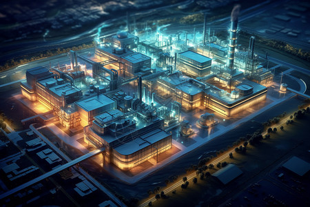 机械设施未来感大型工厂设备鸟瞰图设计图片
