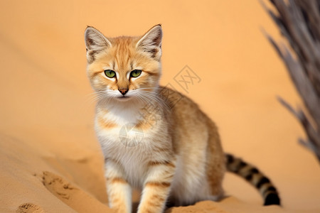 沙丘猫沙漠的野生食肉动物背景