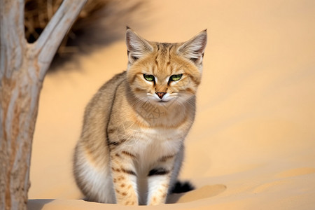 沙丘猫沙漠的猫科动物背景