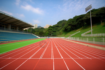 学校的田径跑道背景图片