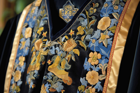 文创商品复杂刺绣的长袍背景