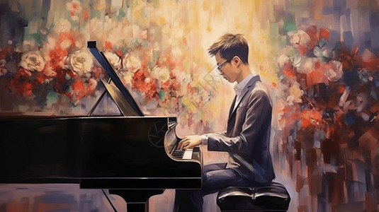 弹钢琴的男人背景图片