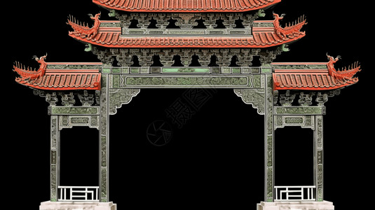 中国建筑门一座汉白门建筑牌楼设计图片