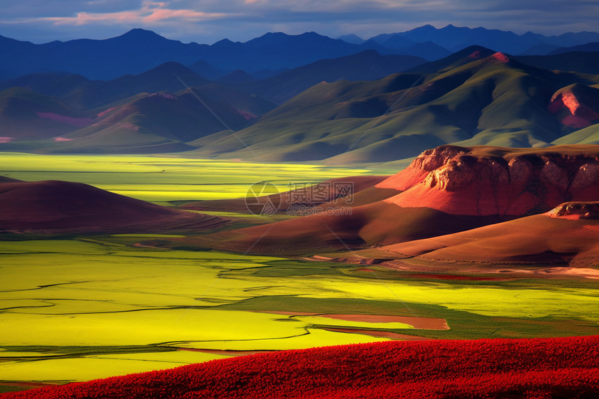 美丽的山川花海图片