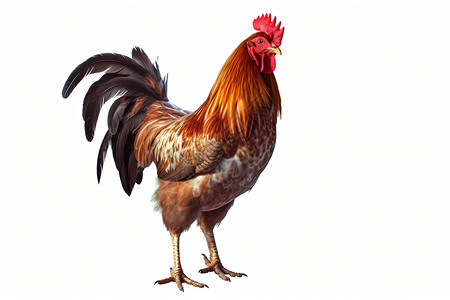 红鸡冠公鸡孤立的背景设计图片