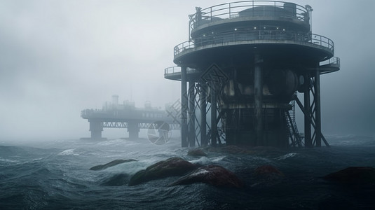 海洋中的涡轮站图片