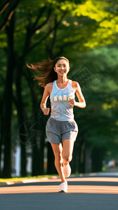 晨练的女子女子马拉松高清图片