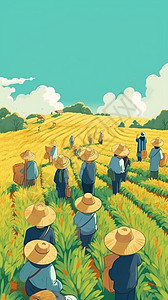 稻田里的年轻农民高清图片