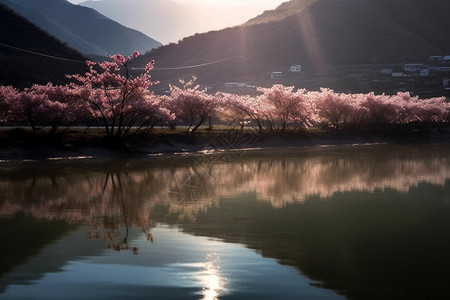 唯美迷人风景迷人的江边背景