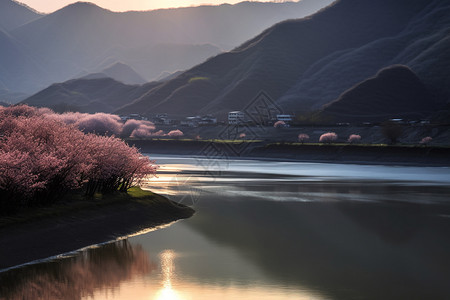 迷人景色迷人的湖边背景