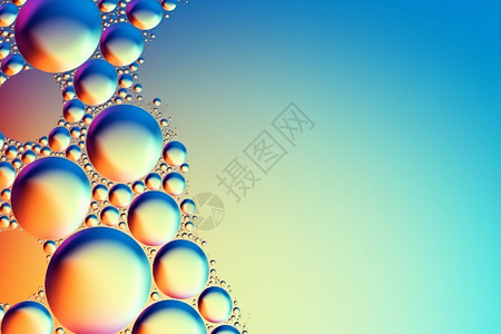 彩色漂浮圆形抽象油泡插画