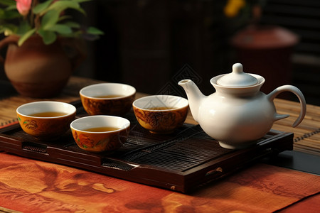 沏茶的茶具冲泡沏茶高清图片