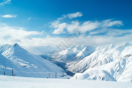 雪山上的冬日图片