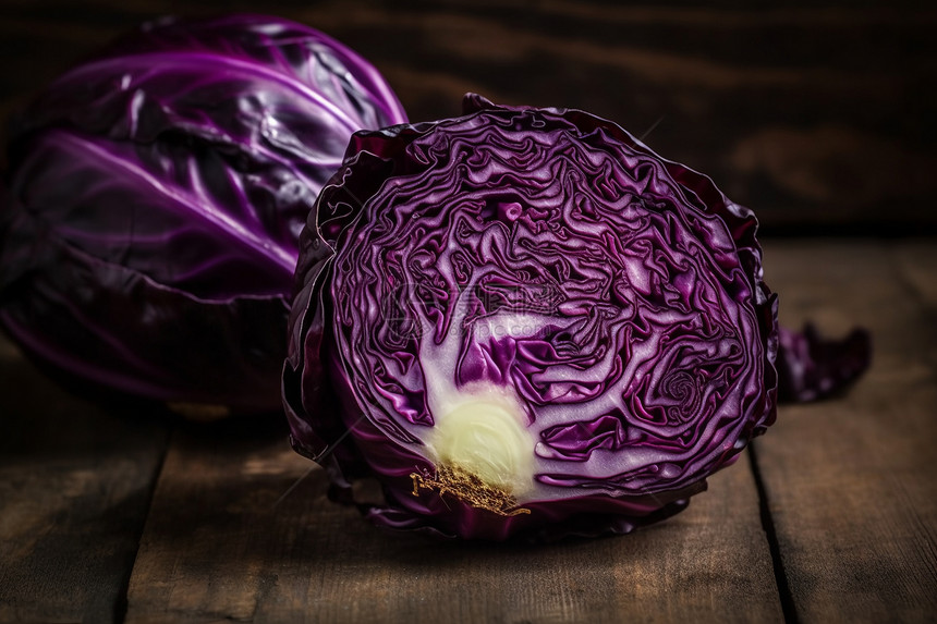 木板上的紫色卷心菜图片