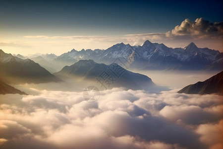 震撼的云彩山脉背景图片