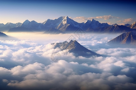 云海缭绕的山脉背景图片