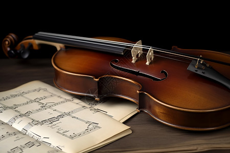 小提琴和乐谱背景图片