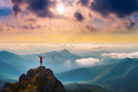 人类接触阳光辽阔的景观背景