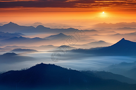 山谷的日出远景山谷高清图片
