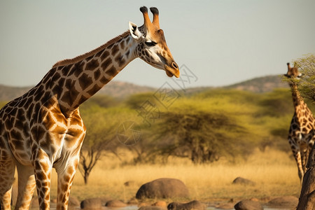 野生长颈鹿背景图片