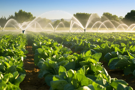 农业洒水菜地里的全自动洒水器背景