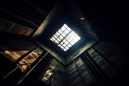 仓库环境黑暗环境的方形天窗背景