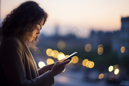 短信信息正在发短信的女人背景