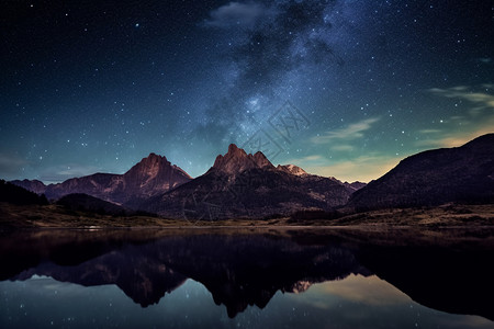 山湖和星空户外星空山脉背景