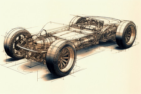 赛车零件车辆构造的复杂性插画
