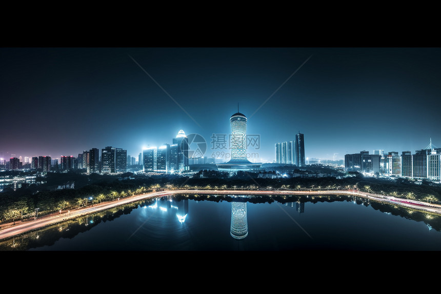 现代城市建筑的夜景图片