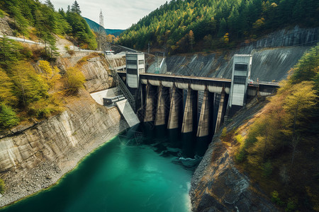 大型水库高清树林水力发电设计图片