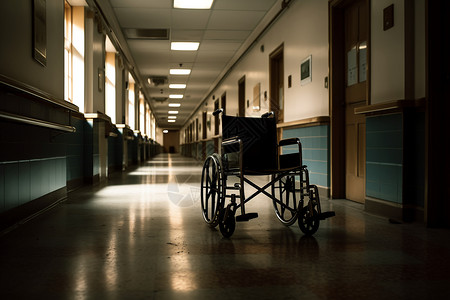 走廊中病人的轮椅背景图片