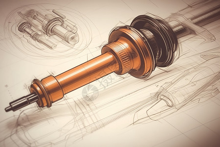 安装零件汽车休克吸收器的草图插画