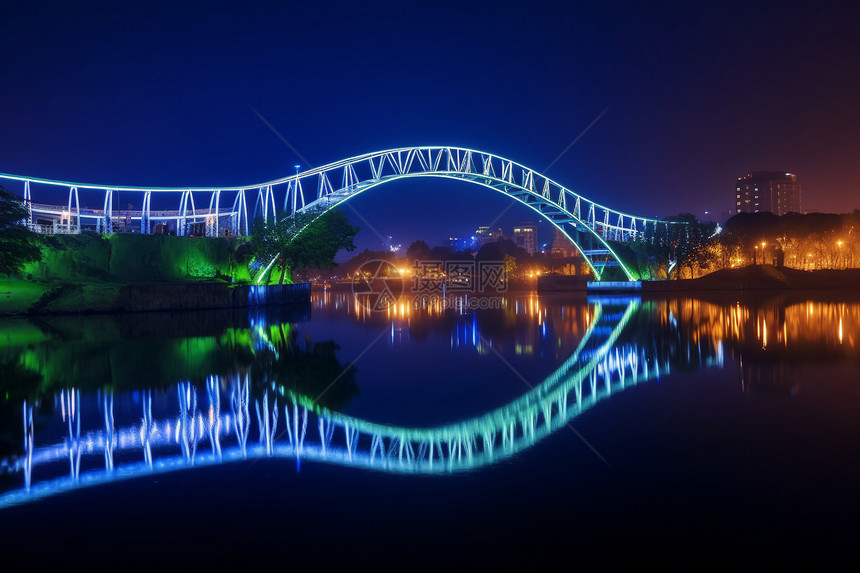 灯光霓虹的桥梁图片