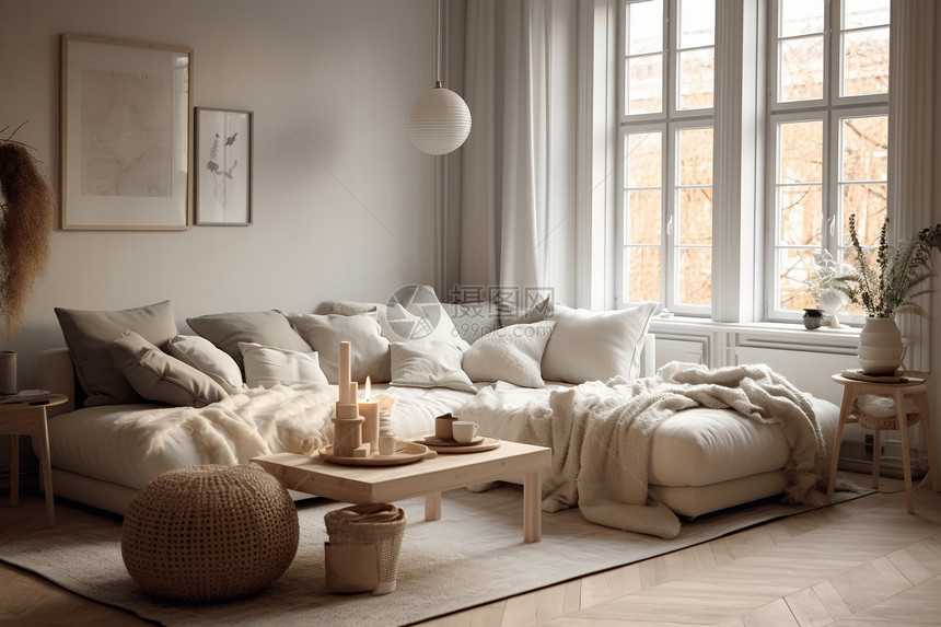 舒适温暖北欧风格的客厅图片