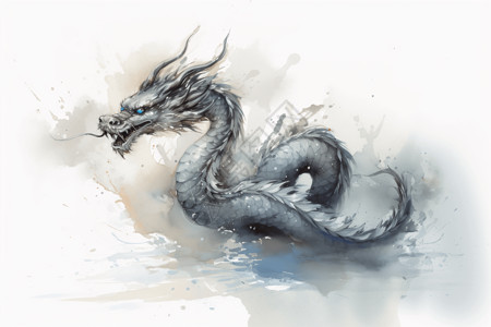 白色小飞龙神话传说的神龙插画