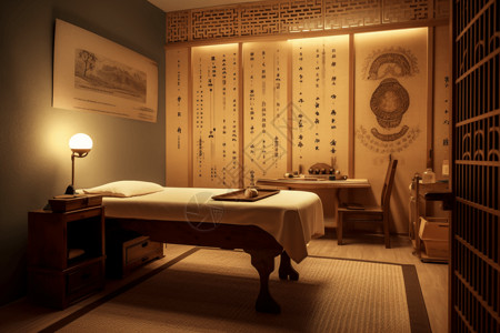 传统中医针灸室背景图片
