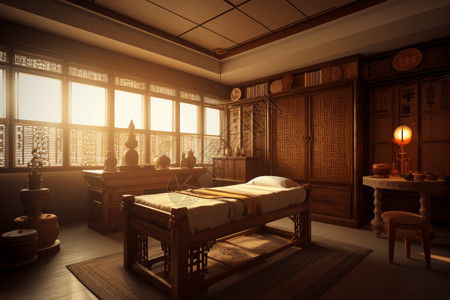 传统中医针灸治疗室背景图片